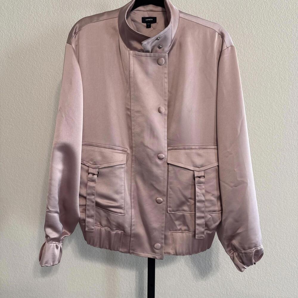 Express Pink Satin Bomber/Moto Jacket - Small